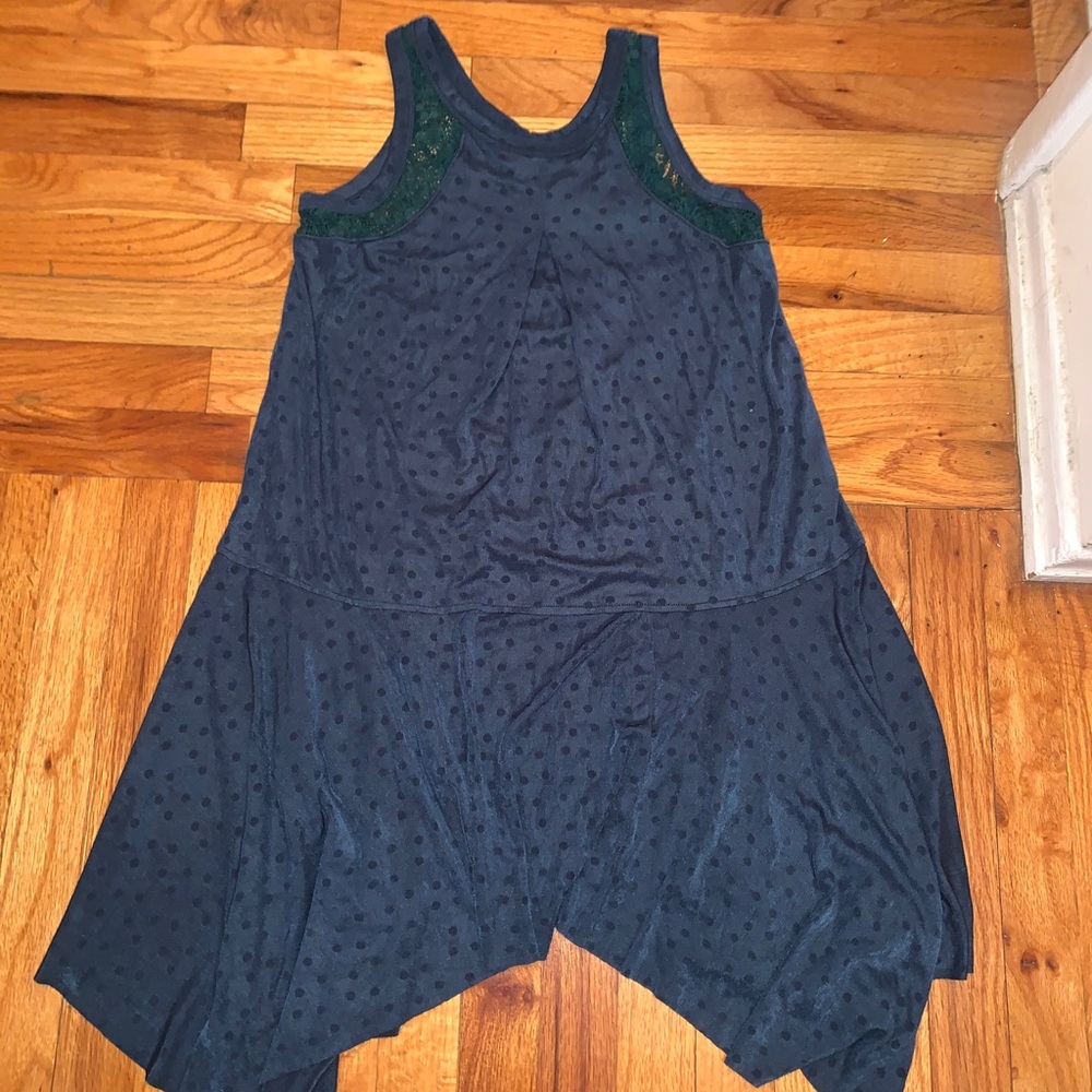 Free People Polka Dot Lace Asymmetrical Sleeveless Dress XSExtra Small green